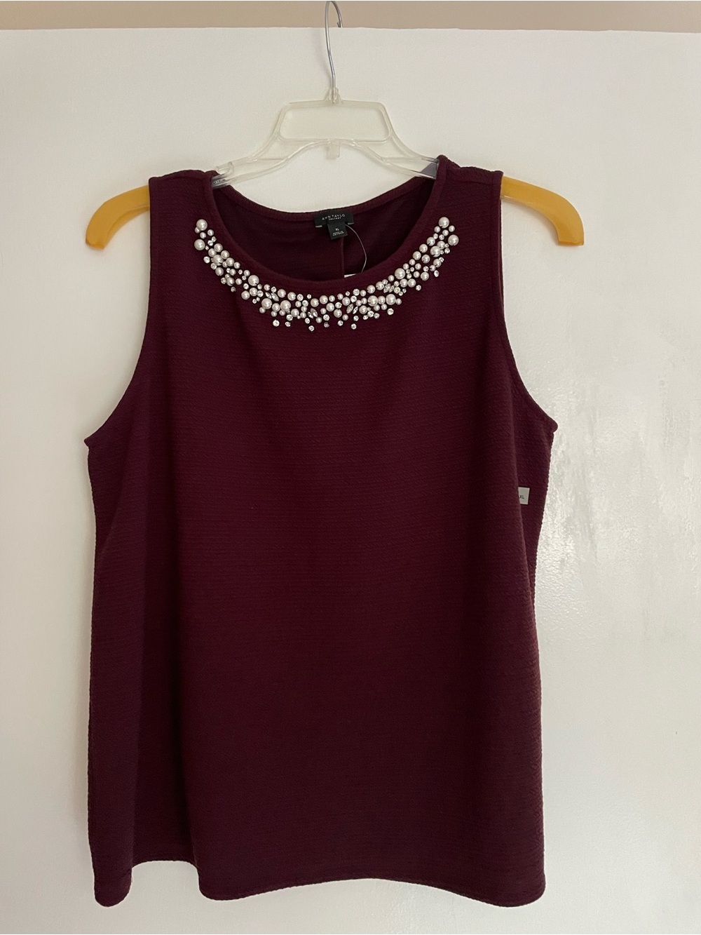 NWT Ann Taylor Factory Embellished Sleeveless Shell Top - Deep Wine- XL